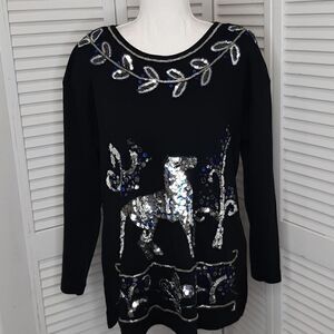 P.A. International Black Top with Sequins and Beads
